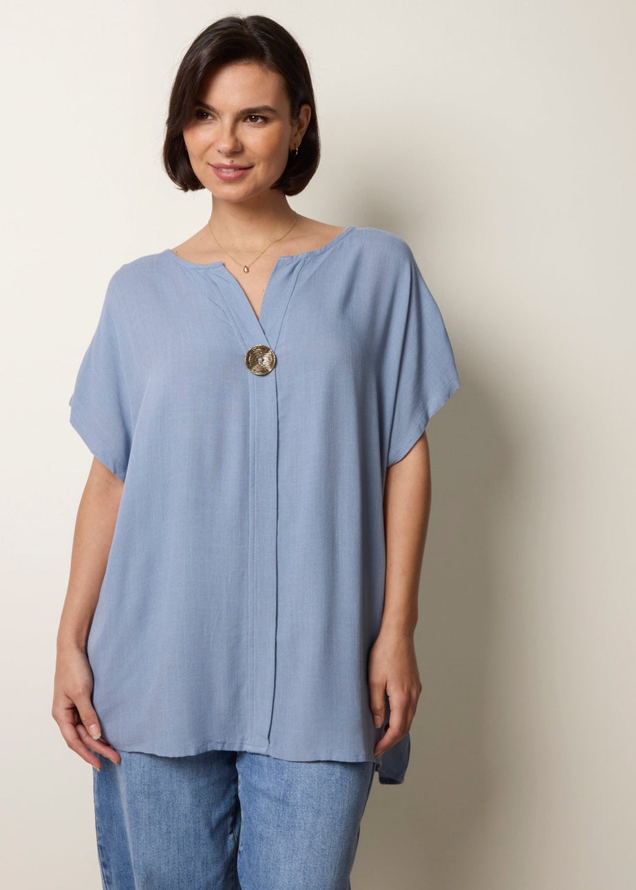 Blue Vanilla Blue Short-Sleeve Tunic Top