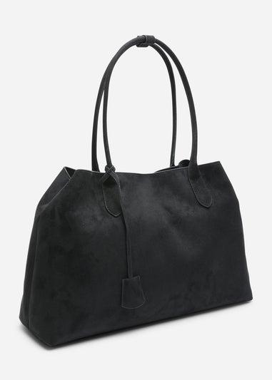 Where's That From Womens Drift Black Suede Slouchy Shoulder Tote Bag