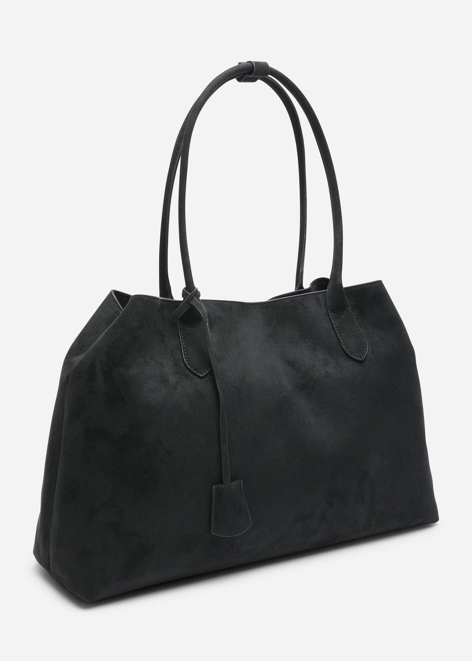 Where's That From Womens Drift Black Suede Slouchy Shoulder Tote Bag