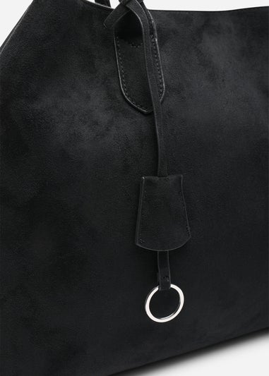 Where's That From Womens Drift Black Suede Slouchy Shoulder Tote Bag