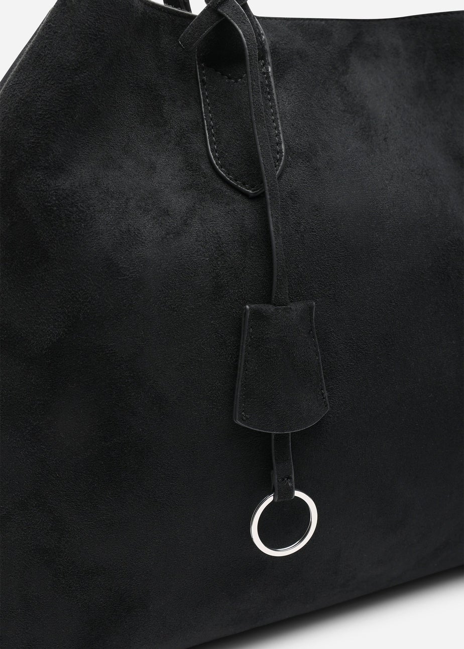 Where's That From Womens Drift Black Suede Slouchy Shoulder Tote Bag