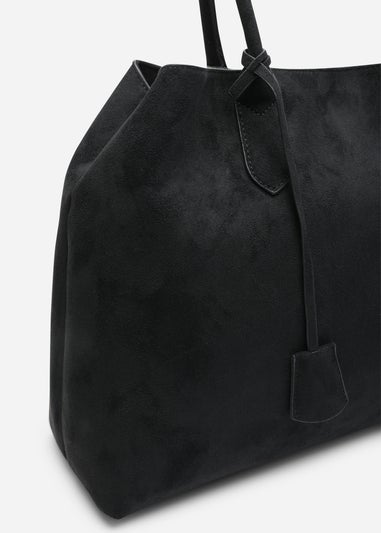 Where's That From Womens Drift Black Suede Slouchy Shoulder Tote Bag