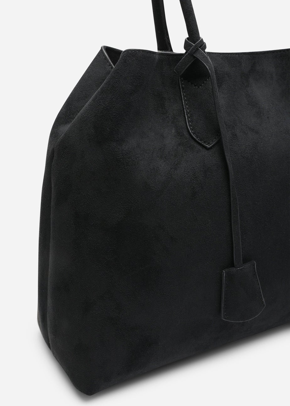 Where's That From Womens Drift Black Suede Slouchy Shoulder Tote Bag
