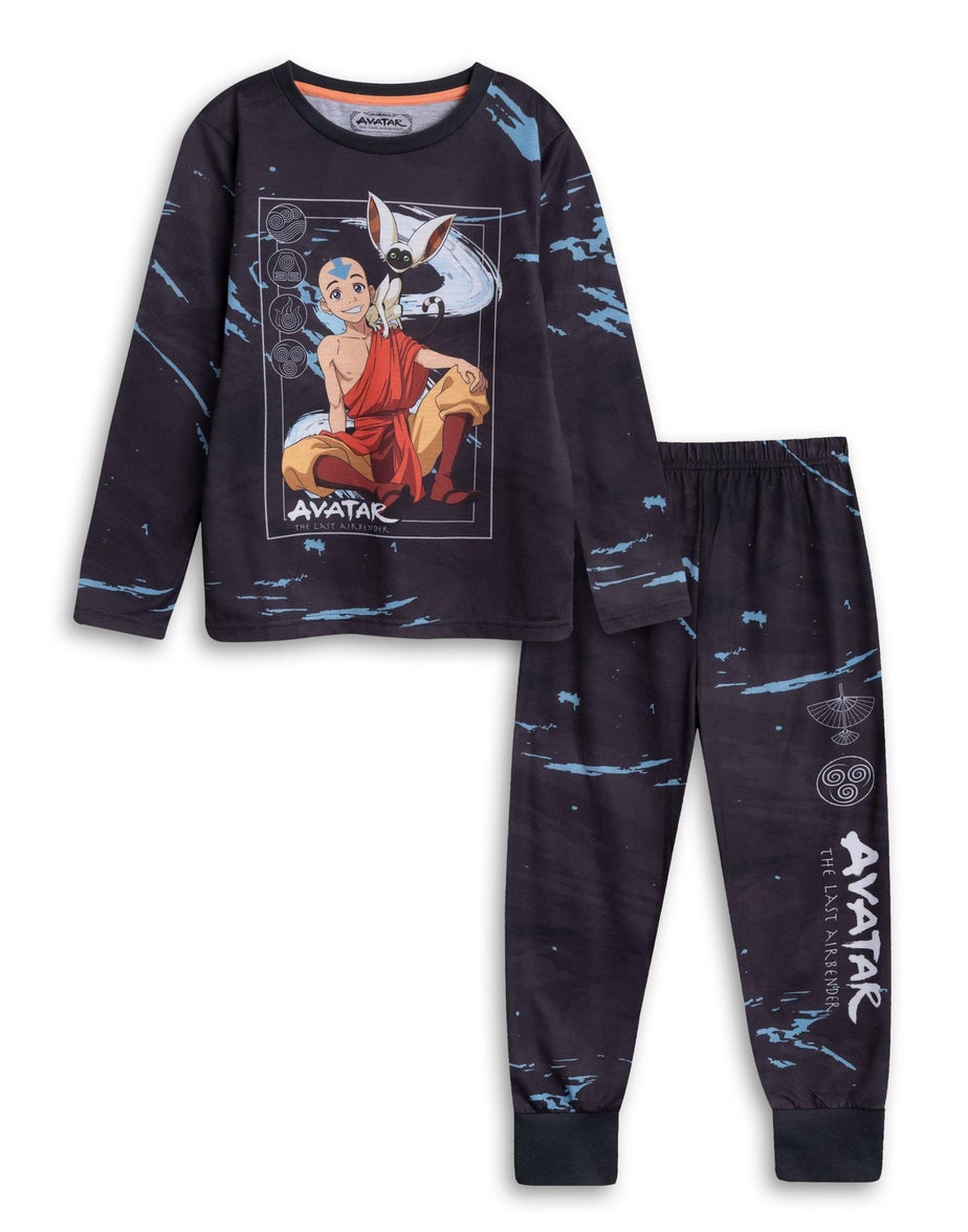 Vanilla Underground Avatar: The Last Airbender Boys Black Long Pyjama Set (5-14 Years)