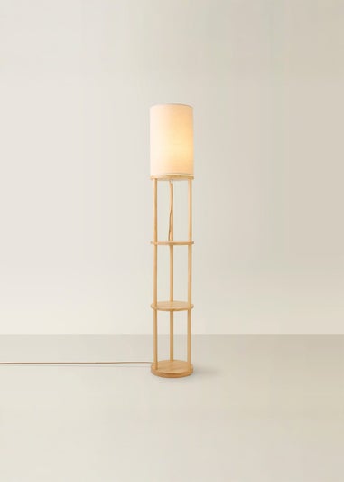 ValueLights Elsa Oak Effect Shelf Floor Lamp