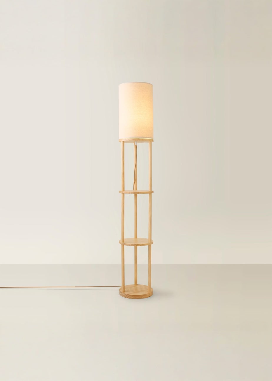 ValueLights Elsa Oak Effect Shelf Floor Lamp