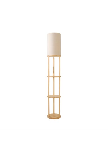 ValueLights Elsa Oak Effect Shelf Floor Lamp