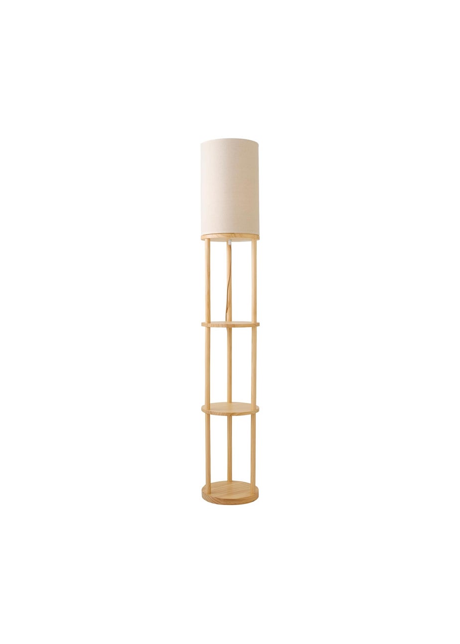 ValueLights Elsa Oak Effect Shelf Floor Lamp
