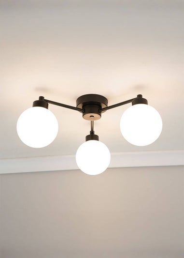 ValueLights Jonah Black Ceiling Light with Globe Shades
