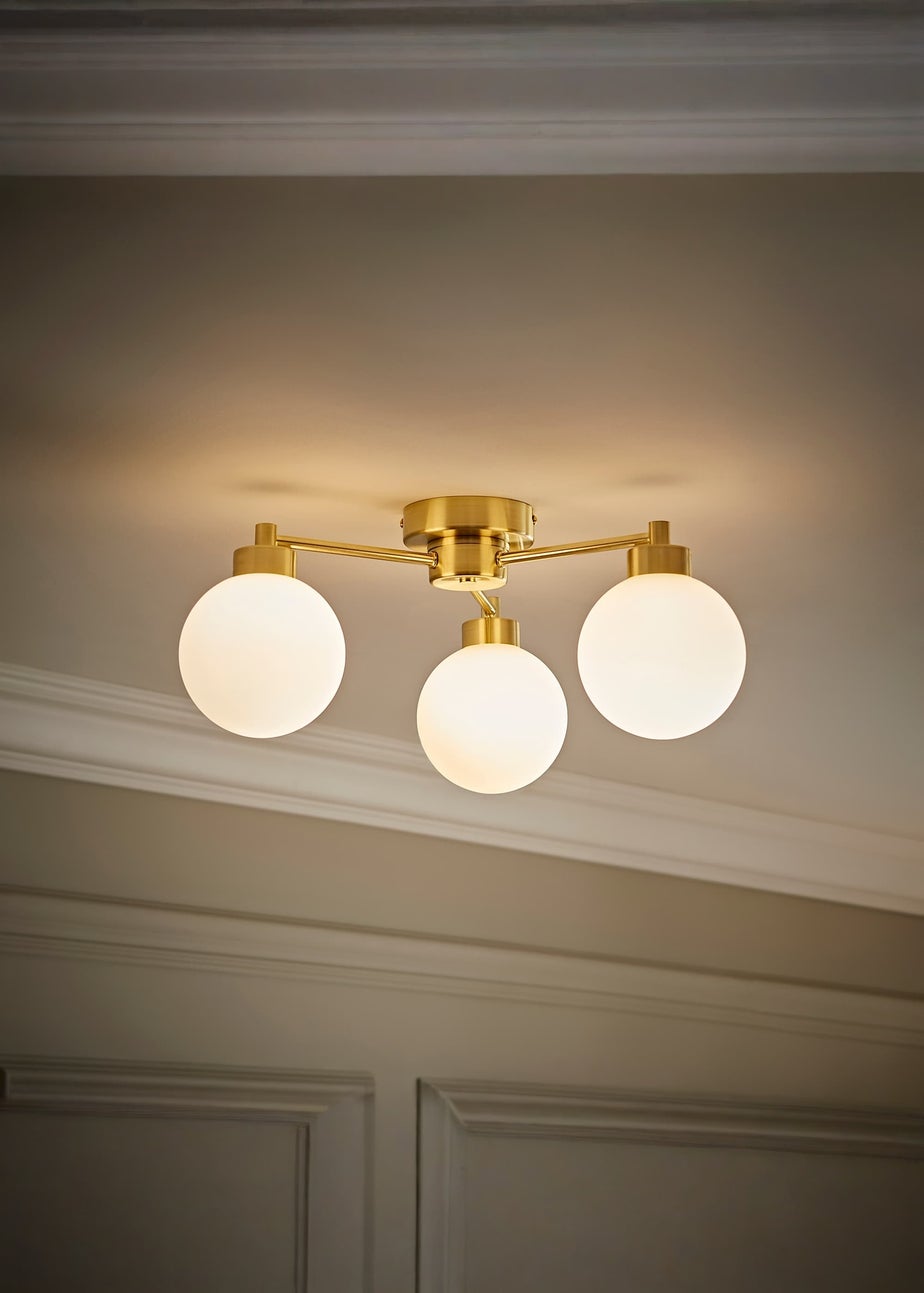 ValueLights Jonah Brushed Gold Ceiling Light with Globe Shades
