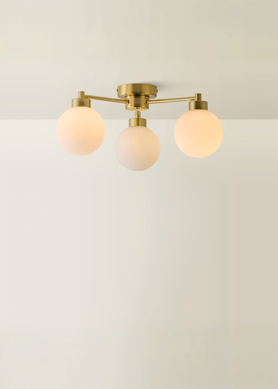 ValueLights Jonah Brushed Gold Ceiling Light with Globe Shades