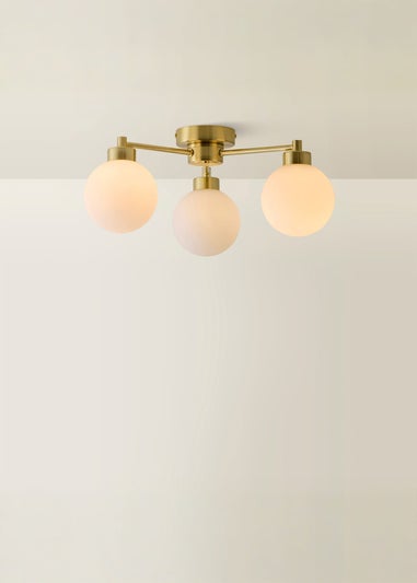 ValueLights Jonah Brushed Gold Ceiling Light with Globe Shades