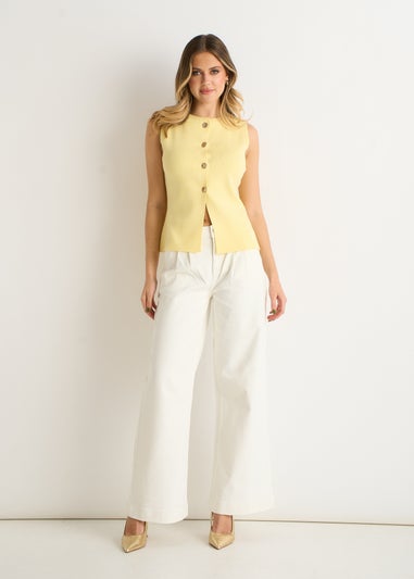 Gini London Lemon Button Front Compact Knit Waistcoat