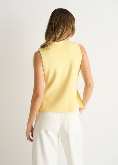Gini London Lemon Button Front Compact Knit Waistcoat