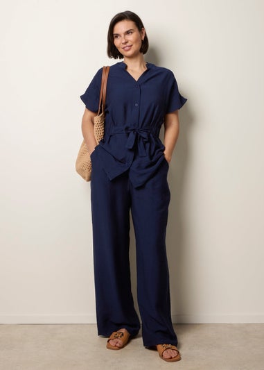 Blue Vanilla Navy Two Piece Belted Co-Ord Set
