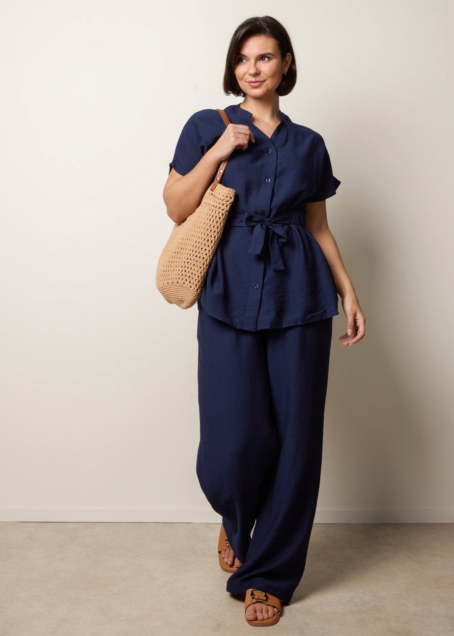 Blue Vanilla Navy Two Piece Belted Co-Ord Set