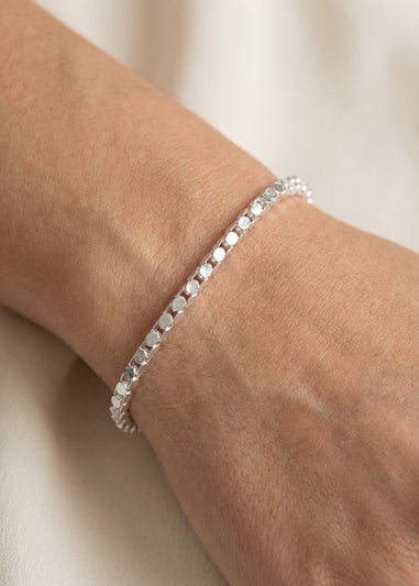 Golden Moments Sterling Silver Round Mirror Chain Bracelet