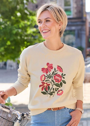 Cotton Traders Yellow Printed Sweatshirt