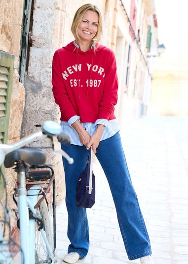 Cotton Traders Red Hooded Sweatshirt