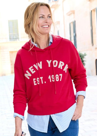 Cotton Traders Red Hooded Sweatshirt
