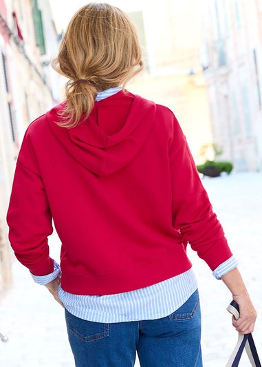 Cotton Traders Red Hooded Sweatshirt