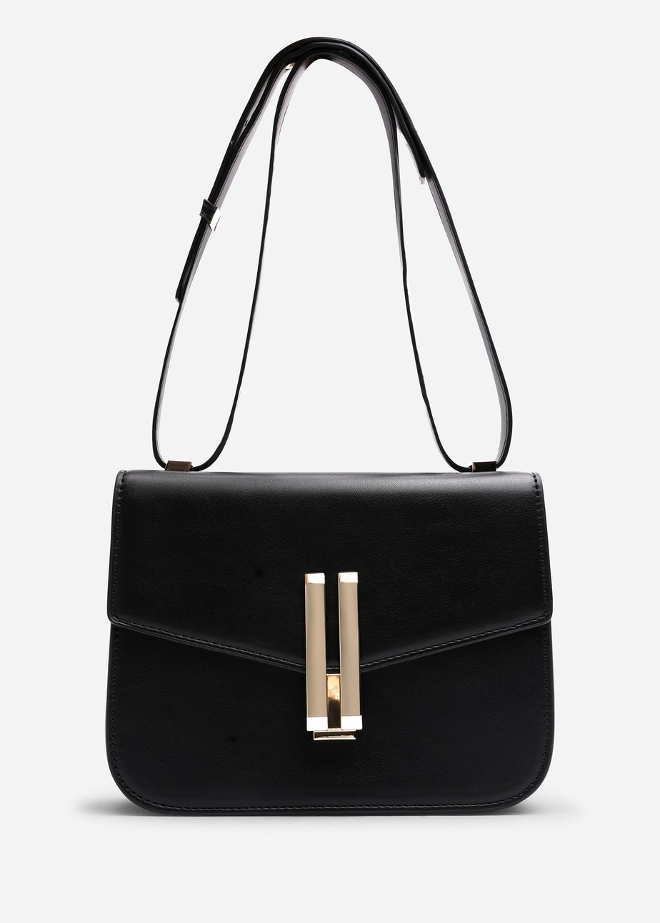 Where's That From Womens Delrio Gold Clasp Cross Body Tofu Bag In Black