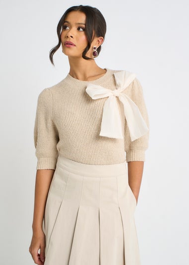 Gini London Stone Cotton Pleated Full Midi Skirt