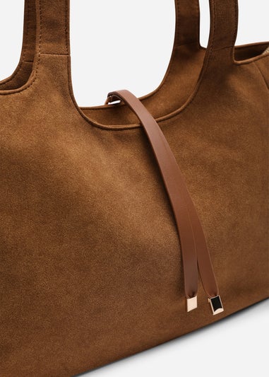 Where's That From Womens Cabana Cognac Suede Shoulder Tote Bag