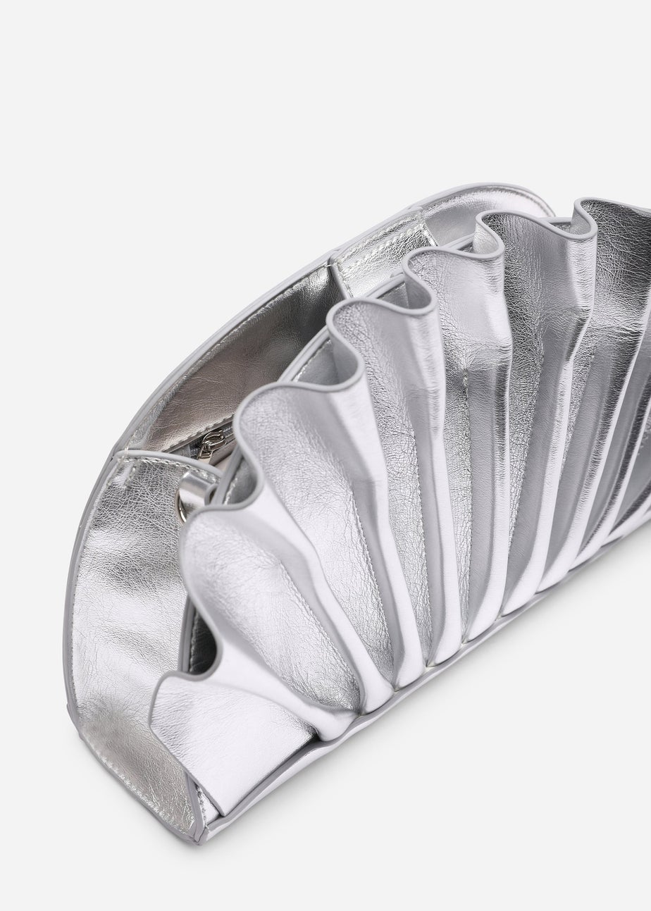 Where's That From Womens Mist Silver Metallic Shell Clutch Bag