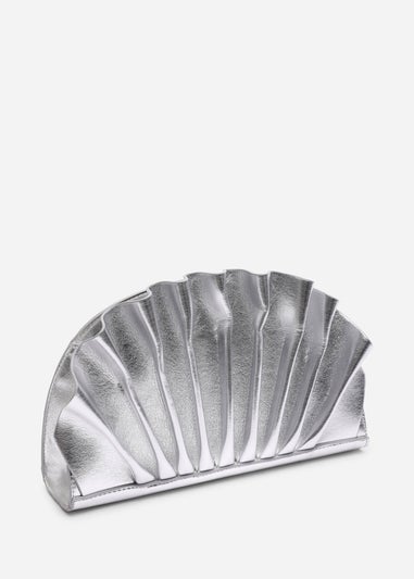 Where's That From Womens Mist Silver Metallic Shell Clutch Bag