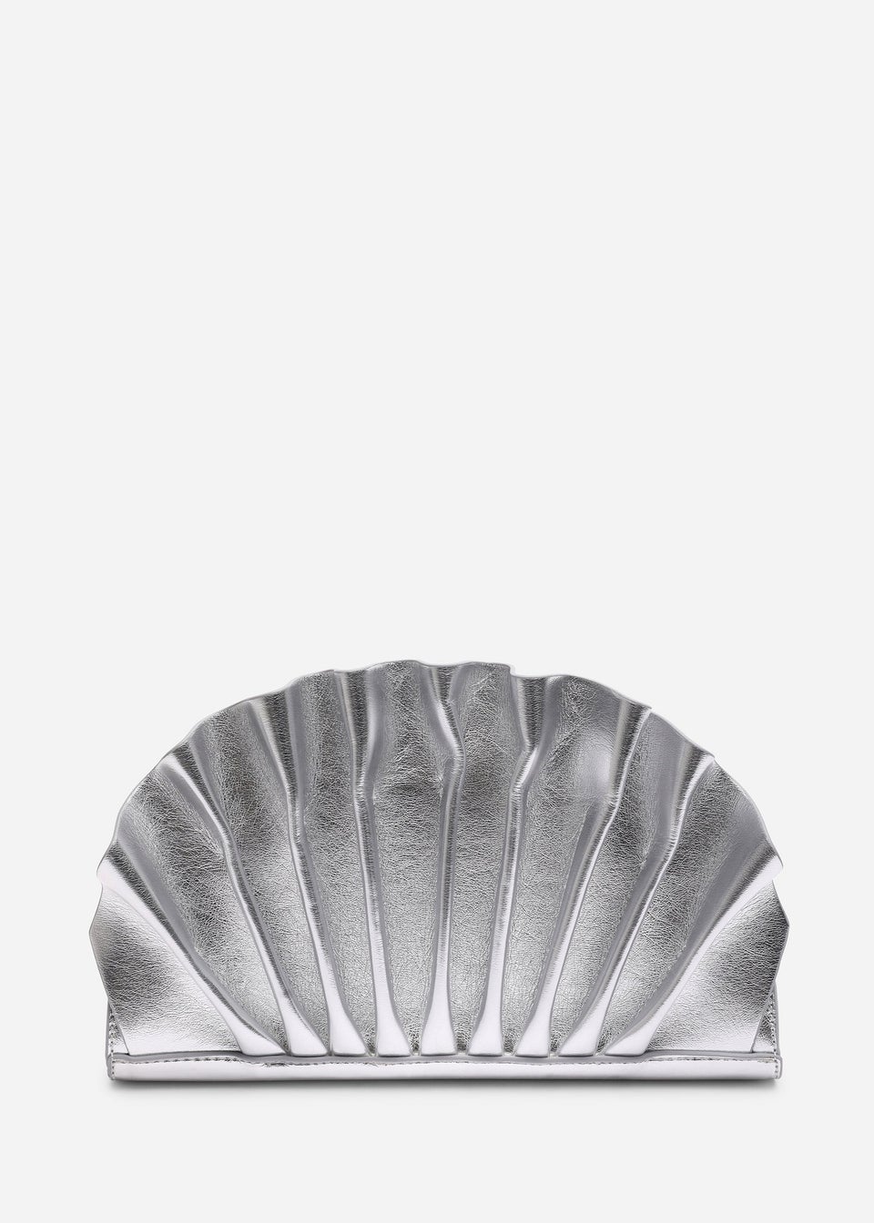 Where's That From Womens Mist Silver Metallic Shell Clutch Bag