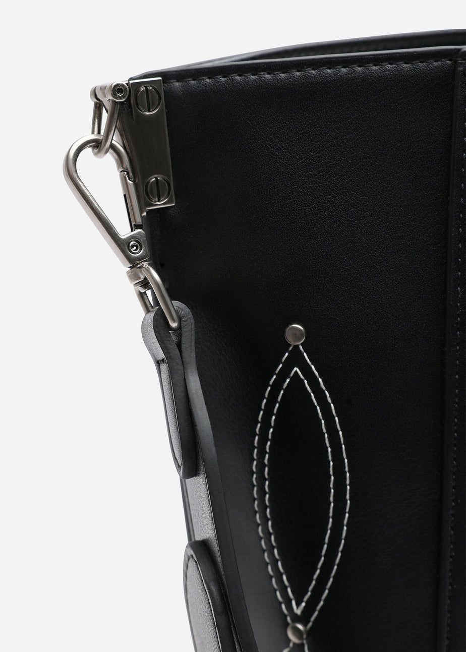 Where's That From Womens Kelp Black PU Tote Handbag for Women with Minimal Stitch Detail