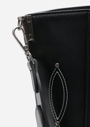 Where's That From Womens Kelp Black PU Tote Handbag for Women with Minimal Stitch Detail
