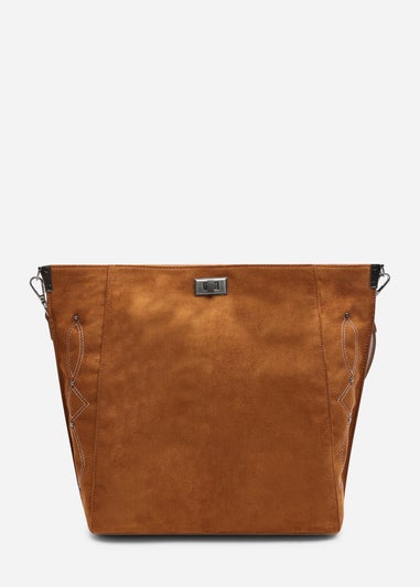 Where's That From Womens Kelp Tan Suede Tote Handbag for Women with Minimal Stitch Detail