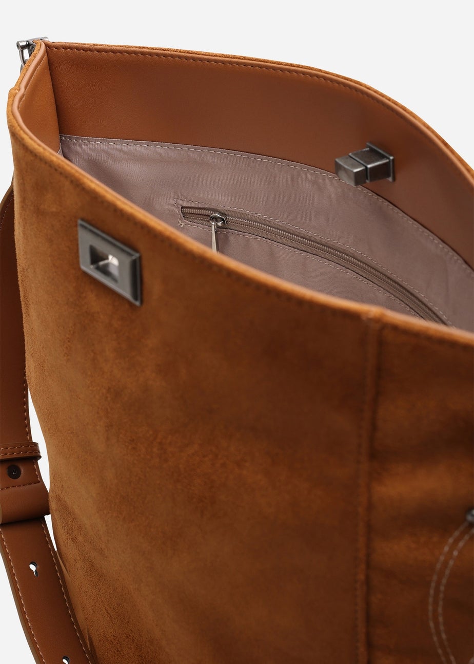 Where's That From Womens Kelp Tan Suede Tote Handbag for Women with Minimal Stitch Detail