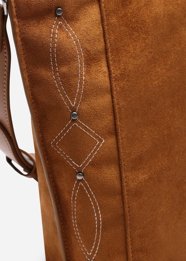 Where's That From Womens Kelp Tan Suede Tote Handbag for Women with Minimal Stitch Detail