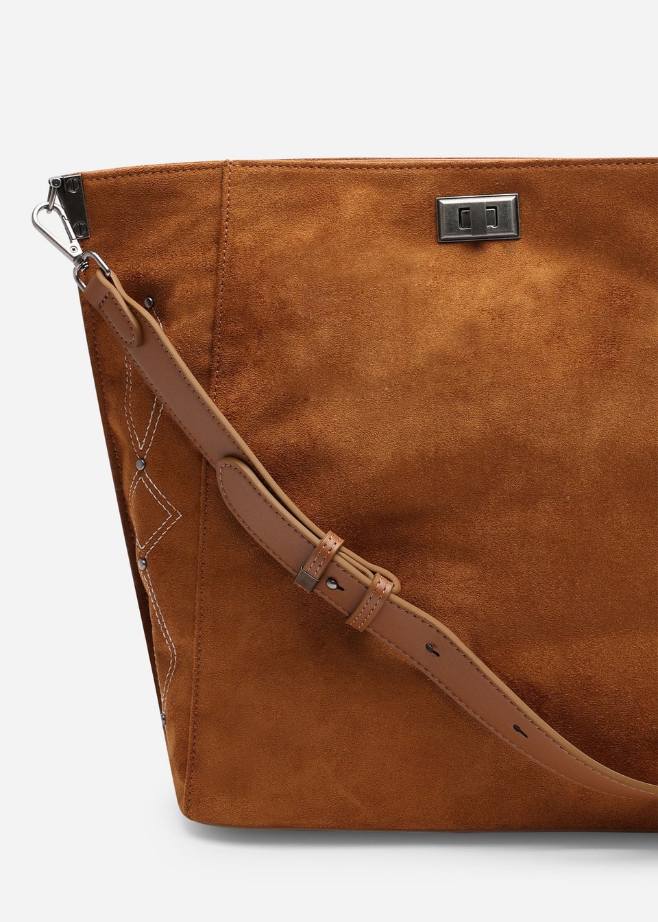 Where's That From Womens Kelp Tan Suede Tote Handbag for Women with Minimal Stitch Detail