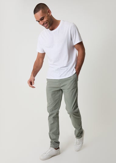 Threadbare Soft Green Cotton Slim Fit Chino Trousers With Stretch