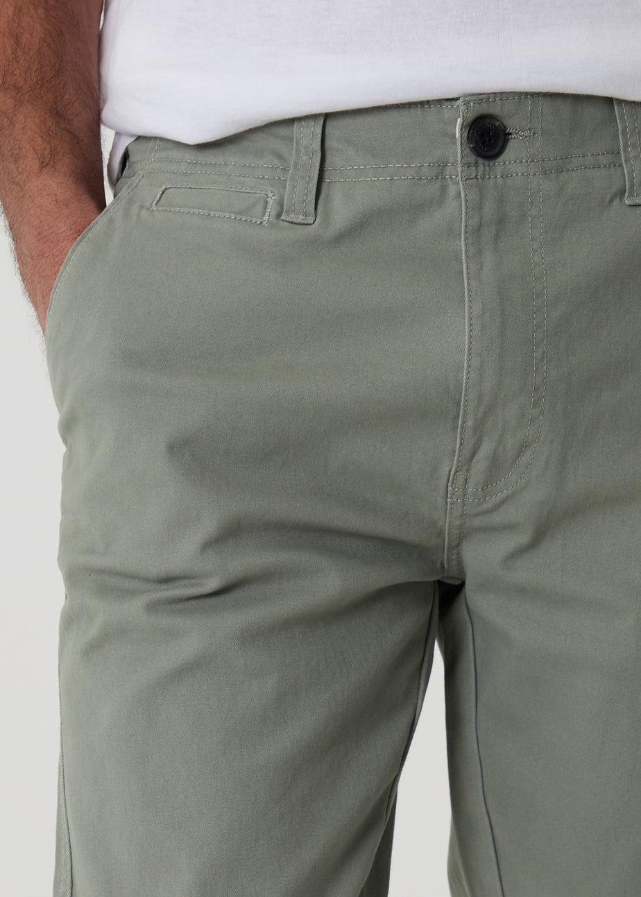 Threadbare Soft Green Cotton Slim Fit Chino Trousers With Stretch