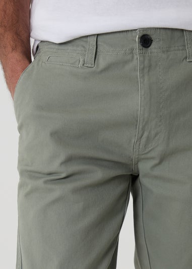 Threadbare Soft Green Cotton Slim Fit Chino Trousers With Stretch