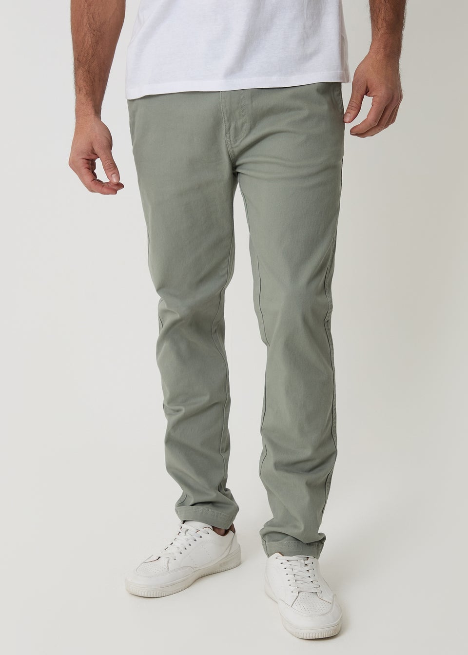 Threadbare Soft Green Cotton Slim Fit Chino Trousers With Stretch