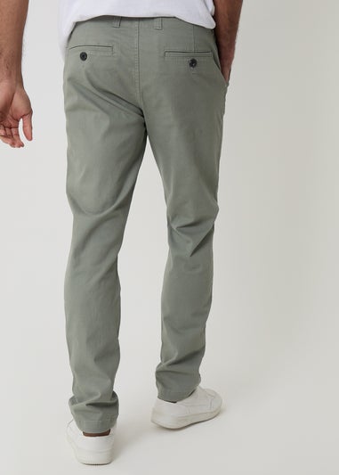 Threadbare Soft Green Cotton Slim Fit Chino Trousers With Stretch