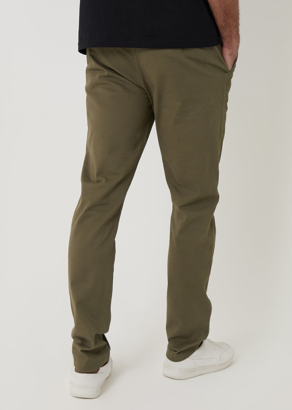 Threadbare Khaki Cotton Slim Fit Chino Trousers With Stretch