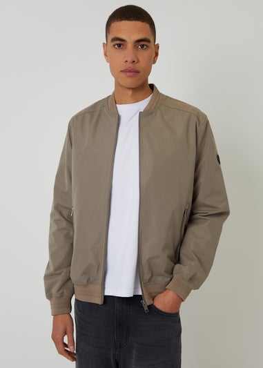 Threadbare Taupe Showerproof Classic Bomber Jacket