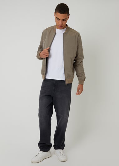 Threadbare Taupe Showerproof Classic Bomber Jacket