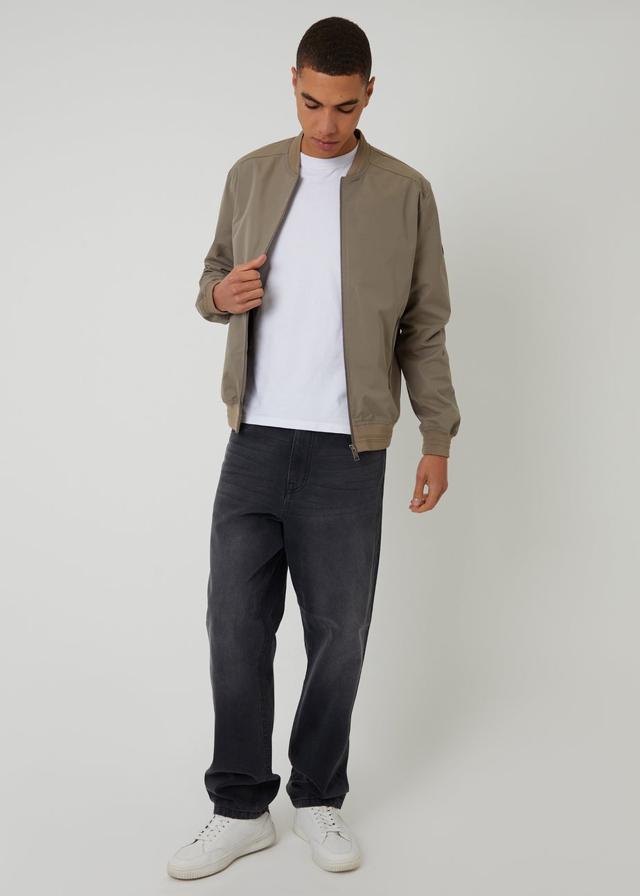 Threadbare Taupe Showerproof Classic Bomber Jacket