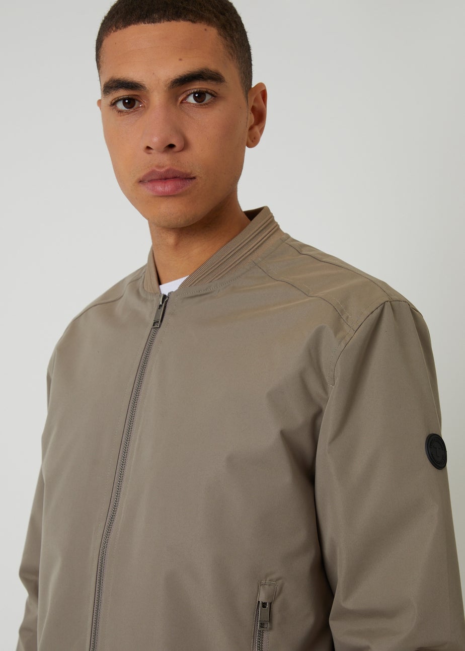 Threadbare Taupe Showerproof Classic Bomber Jacket
