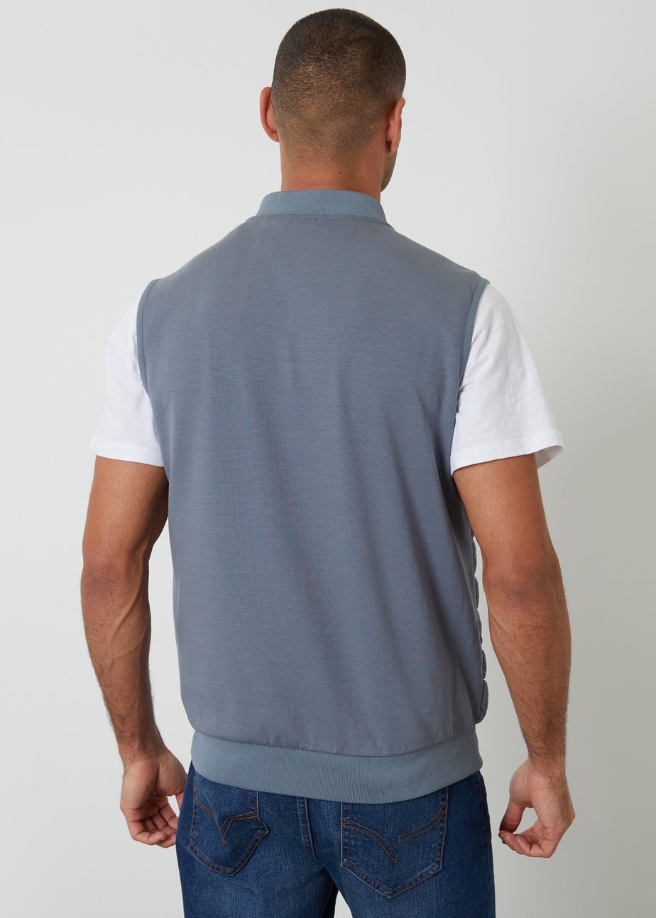 Threadbare Blue Quilted Hybrid Gilet