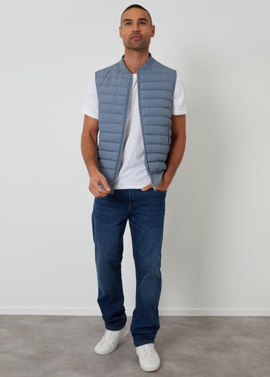 Threadbare Blue Quilted Hybrid Gilet