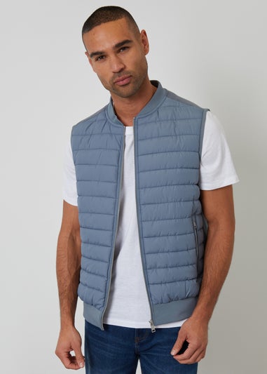Threadbare Blue Quilted Hybrid Gilet